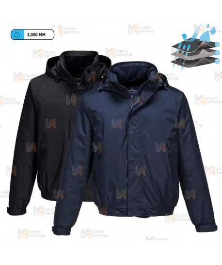 Cazadora piloto con capucha impermeable y transpirable