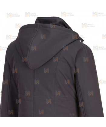 Abrigo softshell muy grueso de triple capa y capucha color negro para mujer