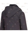 Abrigo softshell muy grueso de triple capa y capucha color negro para mujer