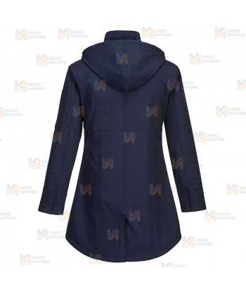 Abrigo softshell muy grueso de triple capa y capucha color azul marino para mujer