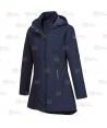 Abrigo softshell muy grueso de triple capa y capucha color azul marino para mujer