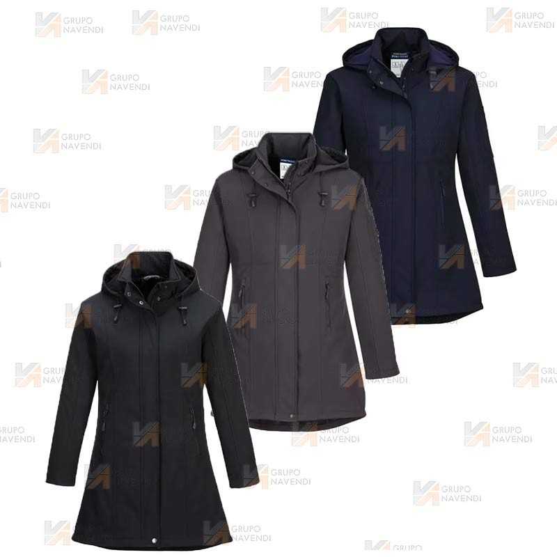 Abrigo softshell muy grueso de triple capa y capucha para mujer