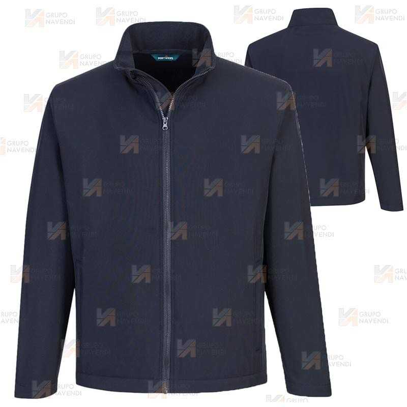 Chaqueta softshell económica de doble capa color marino oscuro