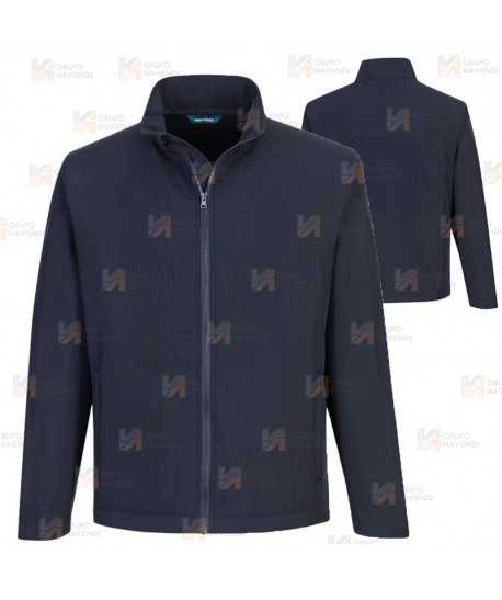 Chaqueta softshell económica de doble capa color marino oscuro