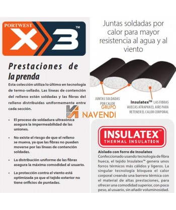 Chaqueta calefactada tipo plumas resistente al agua
