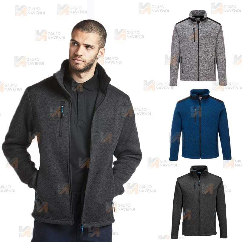 Chaqueta polar bicolor gruesa con refuerzos en hombros