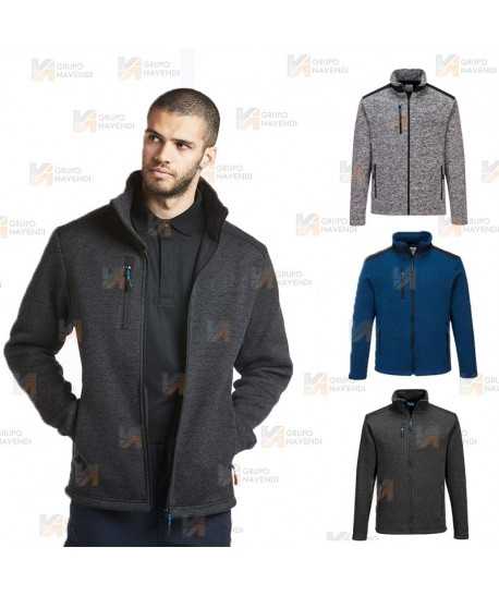 Chaqueta polar bicolor gruesa con refuerzos en hombros
