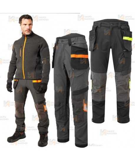 Pantalón de trabajo Strech de corte entallado con refuerzos y bolsillos desmontables