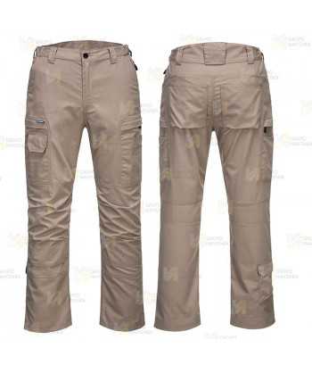 Pantalón laboral con tejido RipStop elástico muy resistente color arena