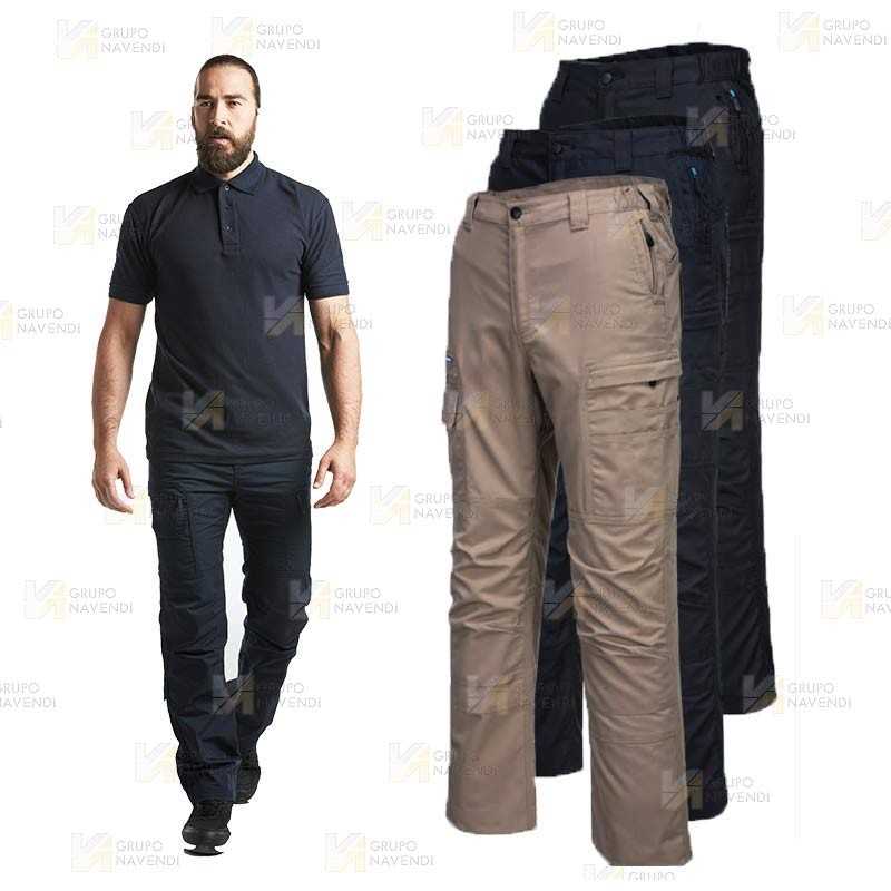 Pantalón laboral con tejido RipStop elástico muy resistente color marino