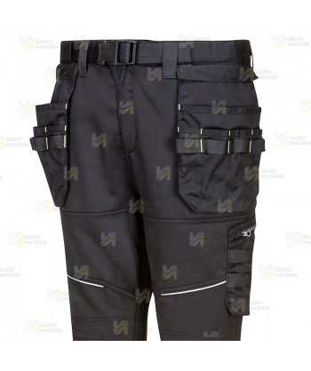 Pantalón laboral, elástico con bolsillos desmontables color negro