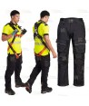 Pantalón con refuerzos, elástico especial para uso con arnés color negro