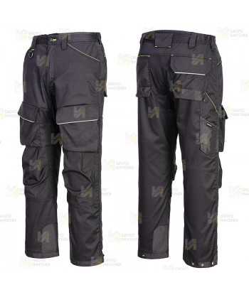 Pantalón con refuerzos, elástico especial para uso con arnés color negro