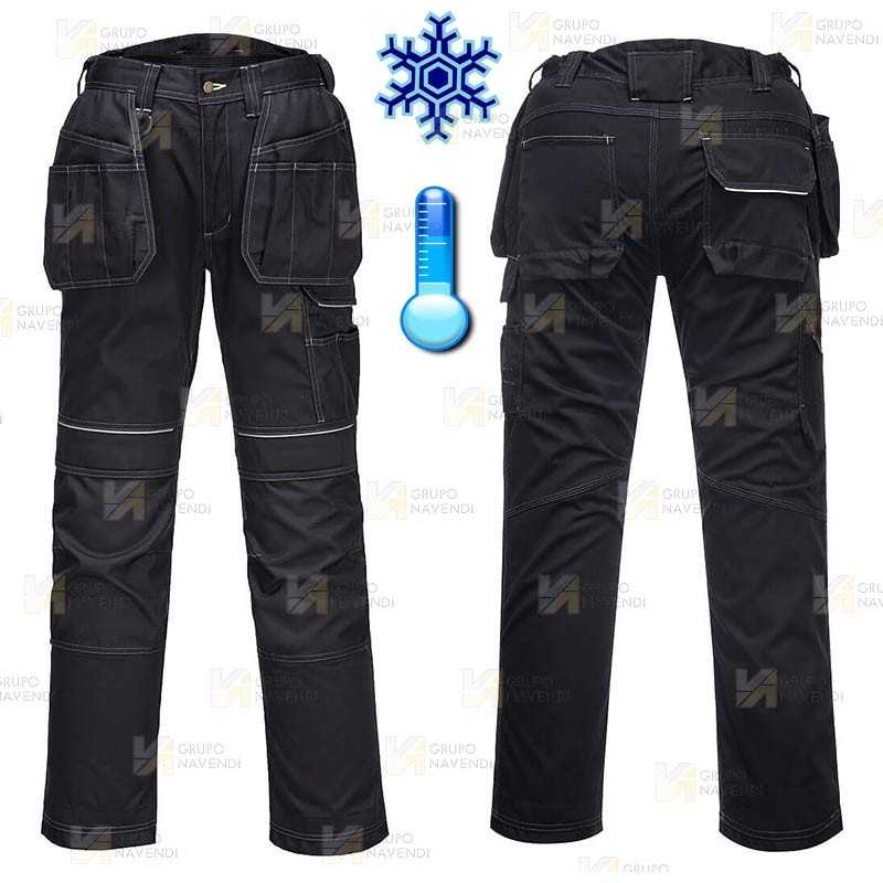 Pantalón con forro para frio extremo con bolsillos desmontables, color negro
