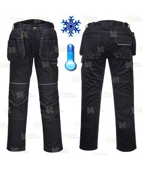 Pantalón con forro para frio extremo con bolsillos desmontables, color negro