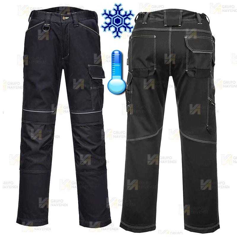 Pantalón con forro para frio extremo y con refuerzos, color negro