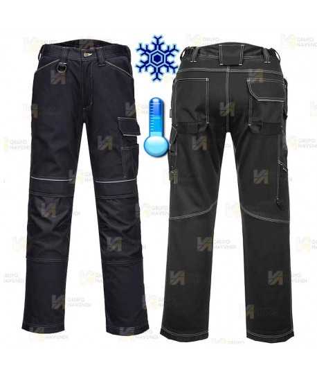 Pantalón con forro para frio extremo y con refuerzos, color negro