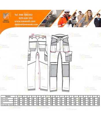 Pantalón elástico, muy resistente con bolsillos desmontables, color gris y negro