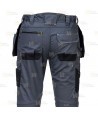 Pantalón elástico, muy resistente con bolsillos desmontables, color gris y negro