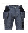 Pantalón elástico, muy resistente con bolsillos desmontables, color gris y negro