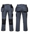 Pantalón elástico, muy resistente con bolsillos desmontables, color gris y negro