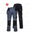 Pantalón elástico, muy resistente con bolsillos desmontables, color gris y negro