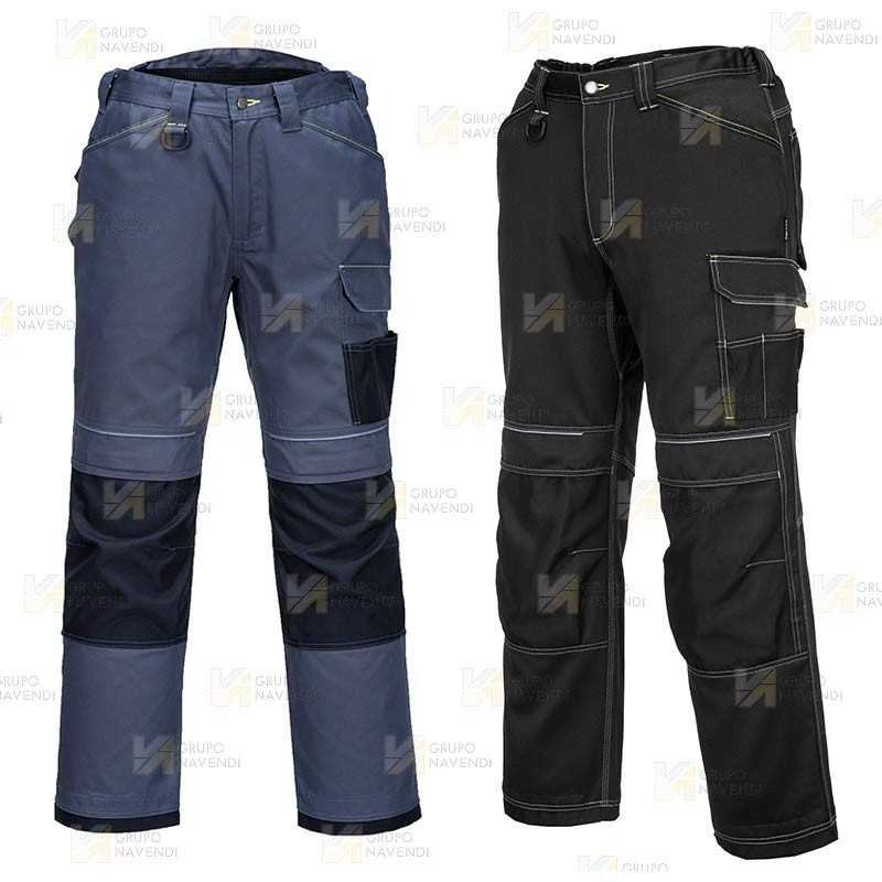 Pantalón elástico, con refuerzos muy ligero pero resistente, color gris y negro