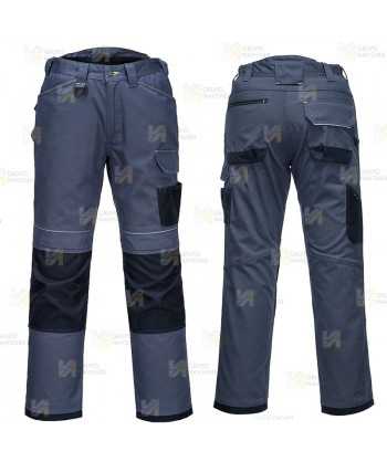 Pantalón elástico, con refuerzos muy ligero pero resistente, color gris y negro