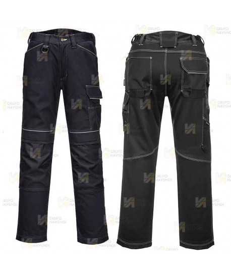 Pantalón laboral, elástico y con refuerzos para mujer, color negro