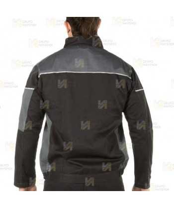 Chaqueta de trabajo bicolor ergonómica y muy resistente color negro y gris