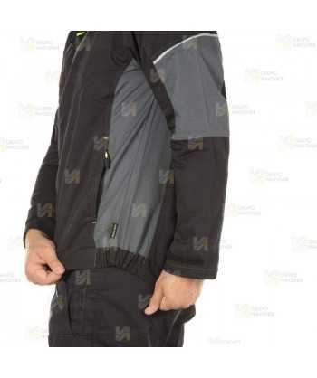 Chaqueta de trabajo bicolor ergonómica y muy resistente color negro y gris