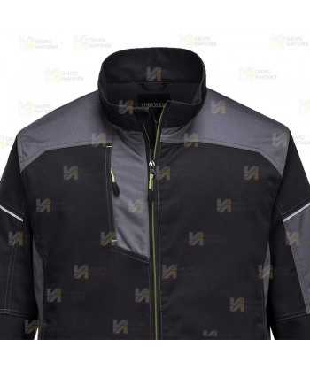 Chaqueta de trabajo bicolor ergonómica y muy resistente color negro y gris