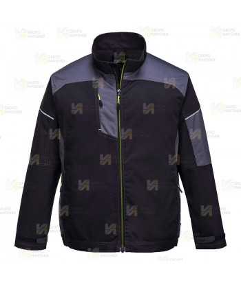 Chaqueta de trabajo bicolor ergonómica y muy resistente color negro y gris