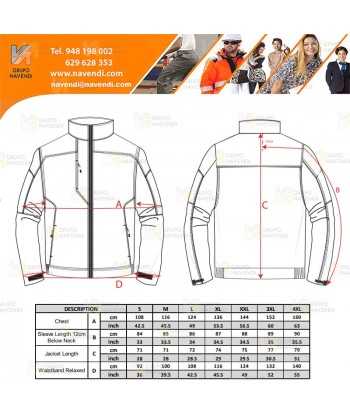 Chaqueta de trabajo bicolor ergonómica y muy resistente color negro y gris