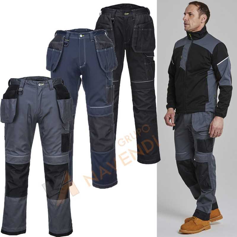 Pantalón bicolor, grueso y con refuerzos y bolsillos desmontables