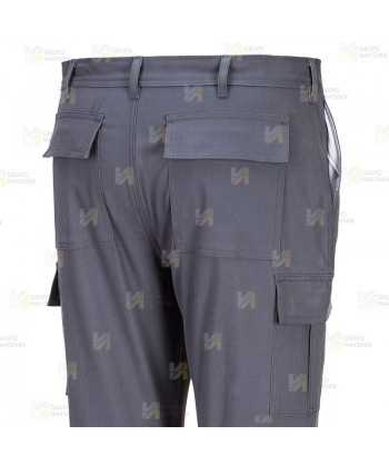 Pantalón ecológico de trabajo, elástico y multibolsillos color gris