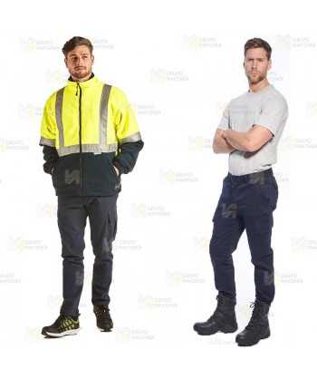 Pantalón ecológico de trabajo, elástico y multibolsillos color azul marino