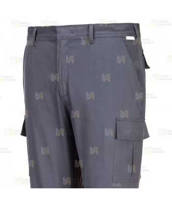 Pantalón ecológico de trabajo, elástico y multibolsillos color gris