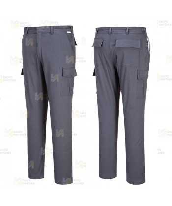 Pantalón ecológico de trabajo, elástico y multibolsillos color gris