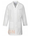 Bata unisex con corchetes, grandes tallas blanca