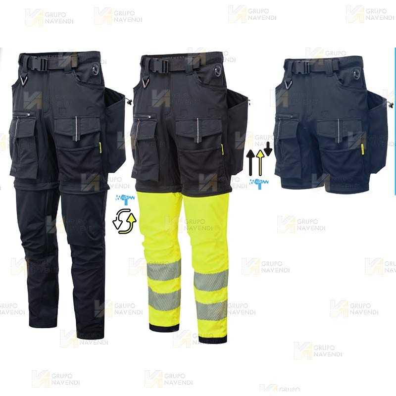 Pantalón laboral desmontable 3 en 1, multibolsillos con refuerzos