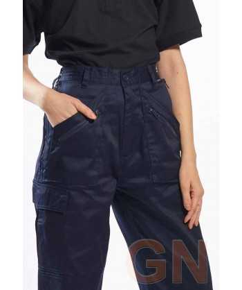 Pantalón multibolsillos con rodilleras para mujer color azul negro