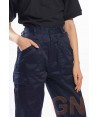 Pantalón multibolsillos con rodilleras para mujer color azul negro