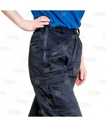 Pantalón multibolsillos con rodilleras para mujer color azul marino
