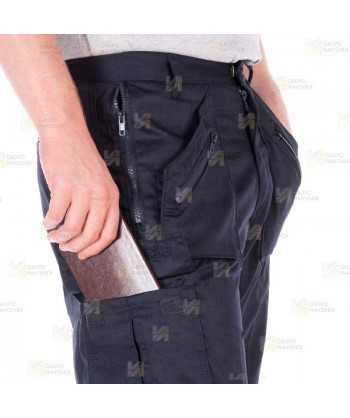 Pantalón multibolsillos con refuerzos y rodilleras color azul negro