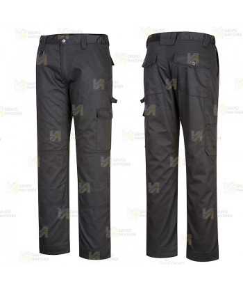 Pantalón multibolsillos con bolsillos para rodilleras color negro
