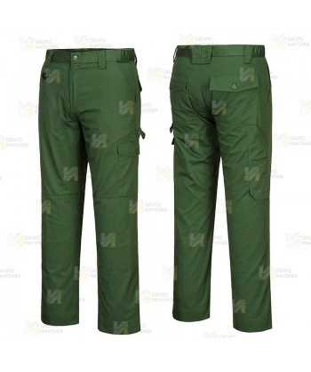 Pantalón multibolsillos con bolsillos para rodilleras color verde bosque