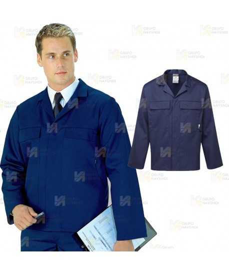 Chaqueta de trabajo con corchetes ocultos color azul marino
