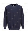 Sudadera gruesa de cuello redondo color azul marino