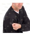Jersey de punto de cuello pico con refuerzos y galoneras color negro